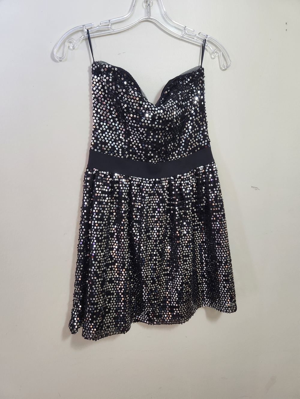 NWT Aqua Black Sequin Strapless Formal Party Dress M Medium